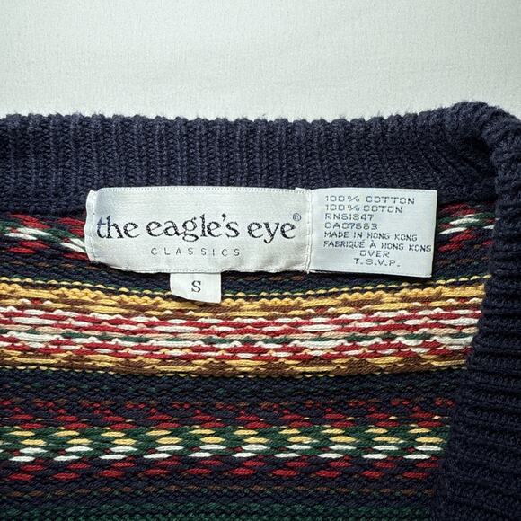 Vtg Eagles Eye Classics Cardigan Sweater Colorful Fair Isle Striped Small EUC - Picture 3 of 13